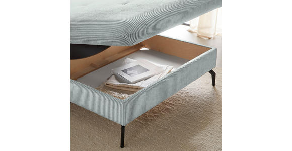 ECKSOFA in Cord, Velours Grau - Schwarz/Graphitfarben, MODERN, Textil/Metall (180/302cm) - Venda