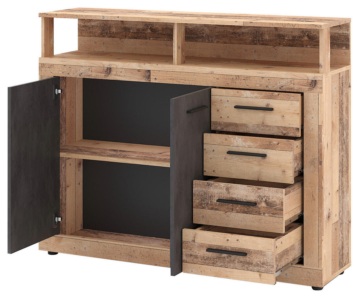 KOMMODE  in 119,5/96,8/32 cm  - Eichefarben/Anthrazit, Design, Holzwerkstoff/Kunststoff (119,5/96,8/32cm) - MID.YOU