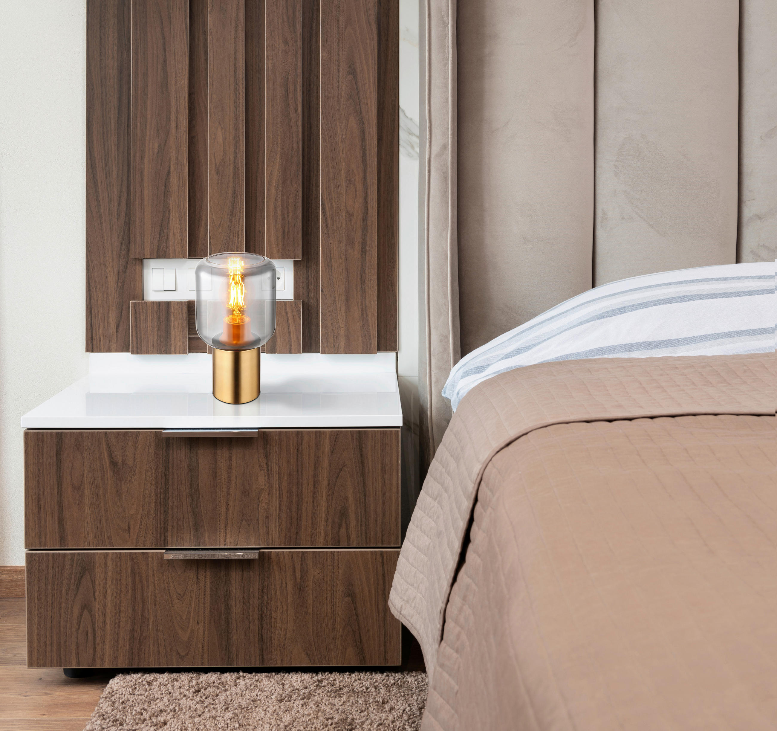 TISCHLEUCHTE - Messingfarben, Design, Glas/Metall (13/24cm) - Globo