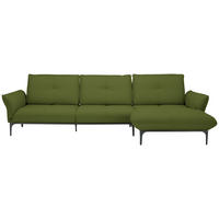 ECKSOFA in Echtleder Grün  - Schwarz/Grün, Design, Leder/Metall (319/182cm) - Valnatura