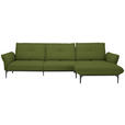 ECKSOFA in Echtleder Grün  - Schwarz/Grün, Design, Leder/Metall (319/182cm) - Valnatura