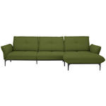 ECKSOFA in Echtleder Grün  - Schwarz/Grün, Design, Leder/Metall (319/182cm) - Valnatura