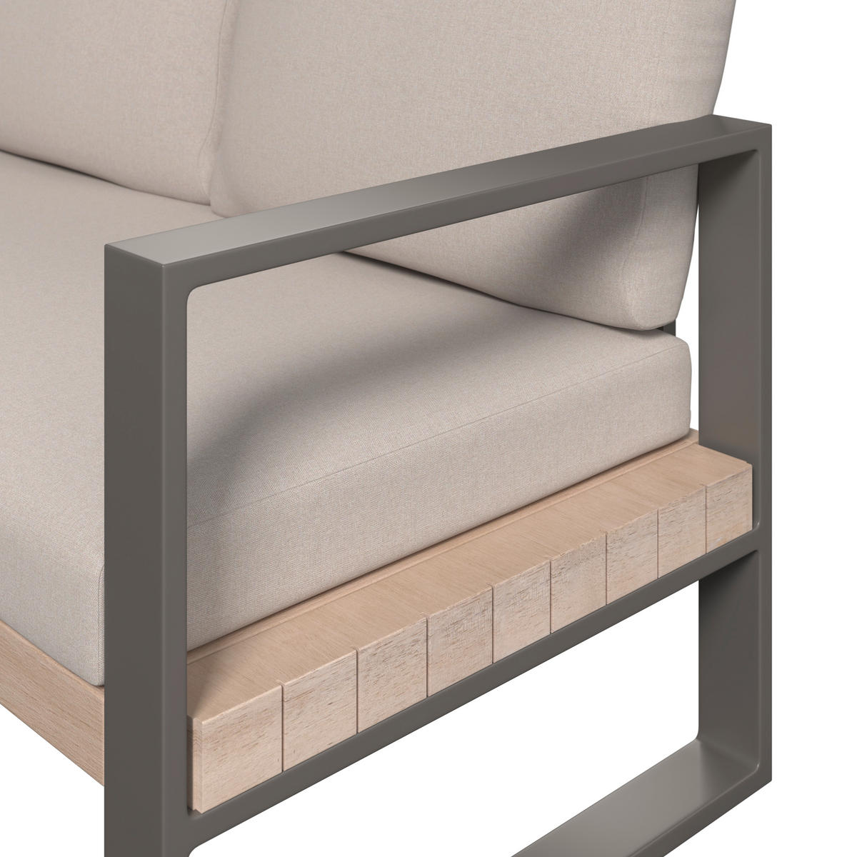 LOUNGEGARNITUR 216/238 cm Akazie Schichtholz, vollmassiv Aluminium  - Beige/Akaziefarben, MODERN, Holz/Metall (216/238cm) - Ambia Garden