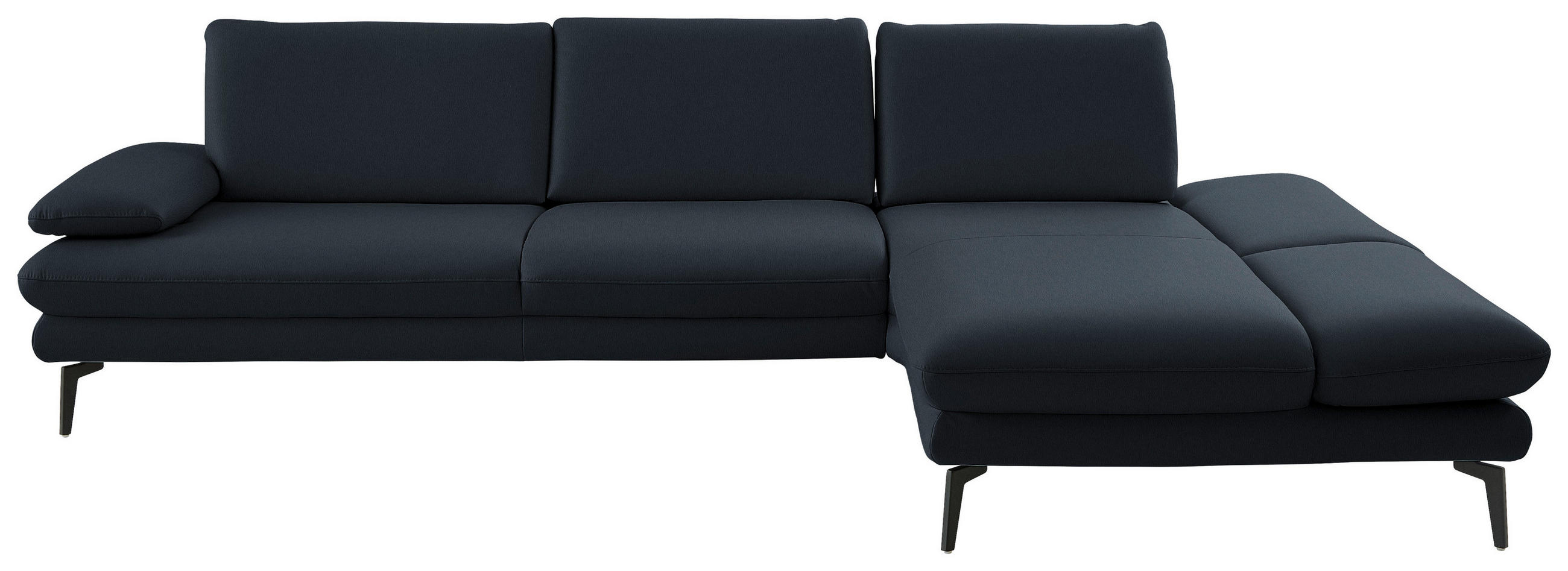ECKSOFA in Echtleder Dunkelblau  - Schwarz/Dunkelblau, Design, Leder/Metall (308/195cm) - Dieter Knoll