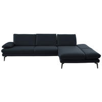 ECKSOFA in Echtleder Dunkelblau  - Schwarz/Dunkelblau, Design, Leder/Metall (308/195cm) - Dieter Knoll