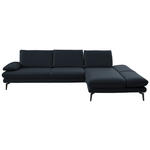 ECKSOFA in Echtleder Dunkelblau  - Schwarz/Dunkelblau, Design, Leder/Metall (308/195cm) - Dieter Knoll