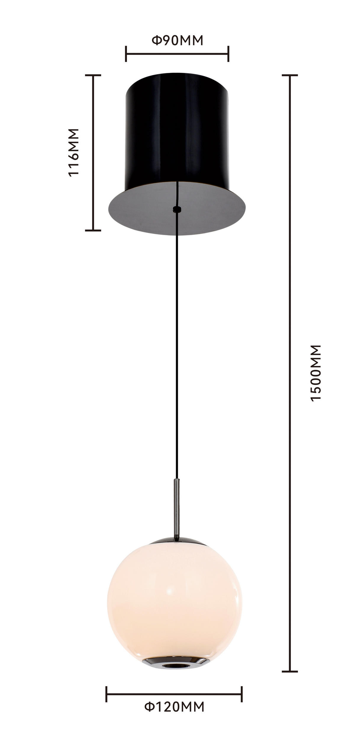 LED-HÄNGELEUCHTE Luberon 12/150/12 cm  - Schwarzchrom, Design, Glas/Kunststoff (12/150/12cm)