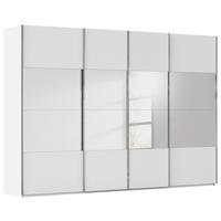 SCHWEBETÜRENSCHRANK 316/235/68 cm,  in Weiß, 4 Tür(en)  - Chromfarben/Weiß, Design, Holzwerkstoff/Metall (316/235/68cm) - Novel
