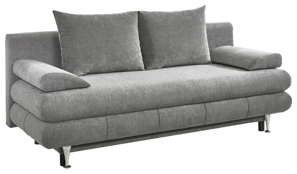 SCHLAFSOFA Webstoff Grau  - Taupe/Edelstahlfarben, KONVENTIONELL, Kunststoff/Textil (190/93/92cm) - Carryhome