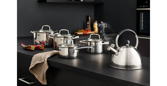 KOCHTOPFSET 4-teilig  - Klar/Edelstahlfarben, Basics, Glas/Metall - Homeware Profession.