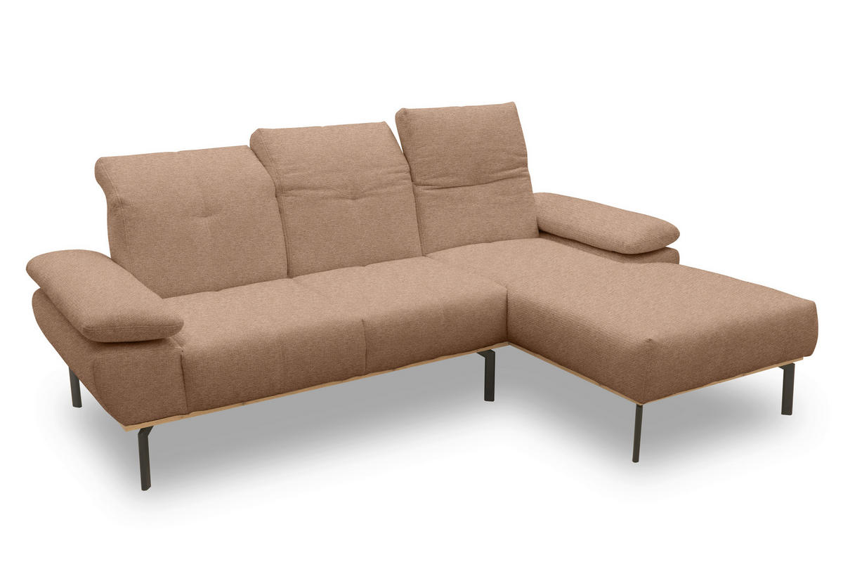 ECKSOFA Rotbraun Mikrofaser  - Wildeiche/Rotbraun, Design, Textil/Metall (242/170cm) - MID.YOU