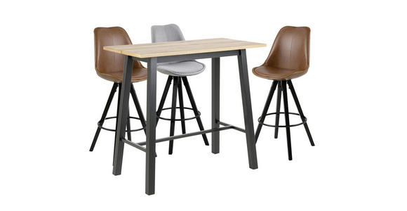 BARTISCH Wildeiche furniert rechteckig Wildeiche - Wildeiche/Schwarz, Design, Holz/Holzwerkstoff (117/58/105cm) - Carryhome