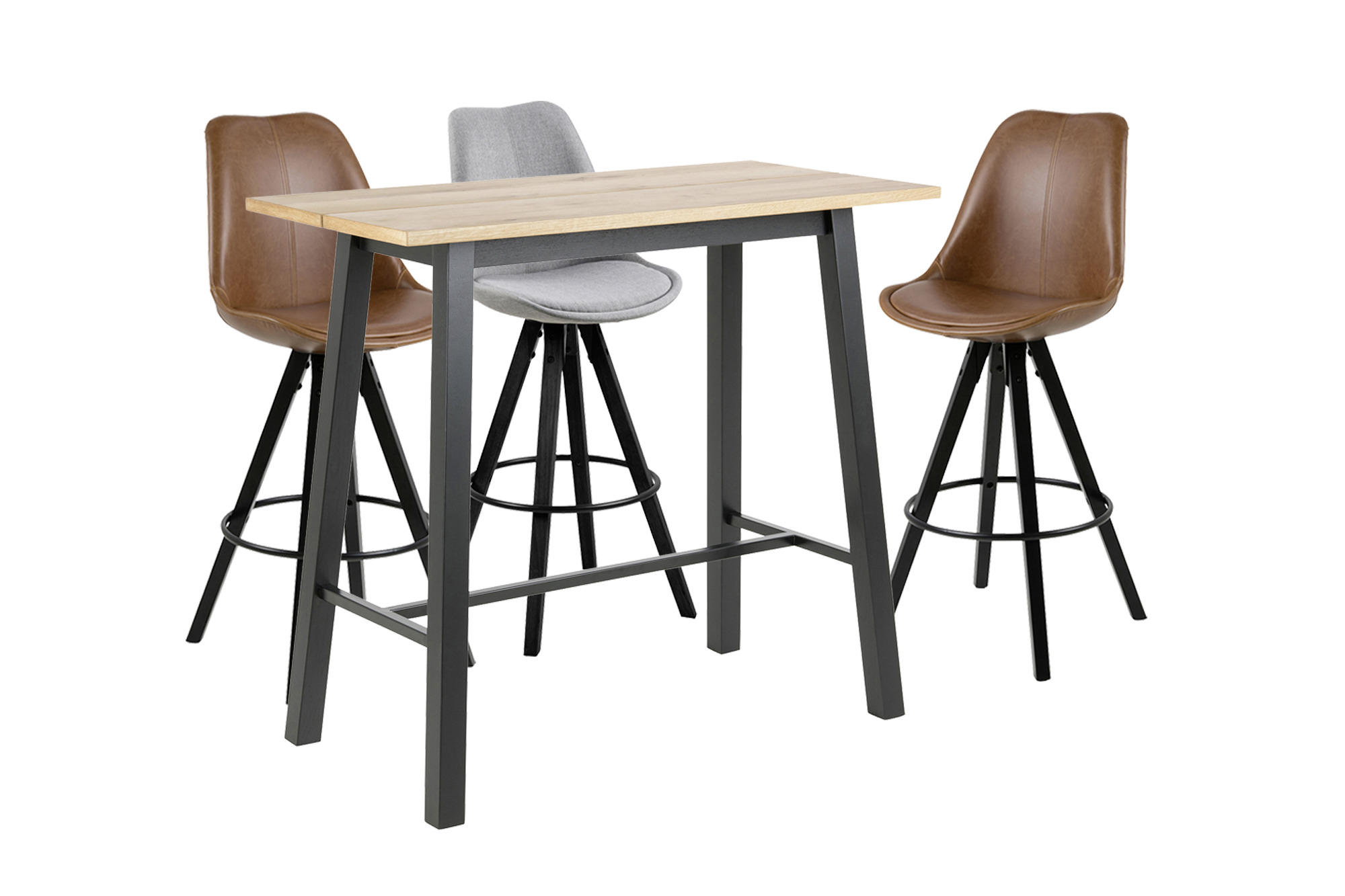 MASĂ DE BAR din lemn, metal, material pe bază de lemn 117/58/105 cm   - stejar sălbatic/negru, Design, lemn/metal (117/58/105cm) - MID.YOU