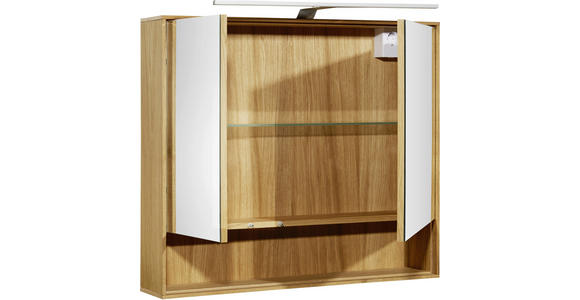 SPIEGELSCHRANK 80/70/15 cm  - Eichefarben, Natur, Glas/Holzwerkstoff (80/70/15cm) - Xora