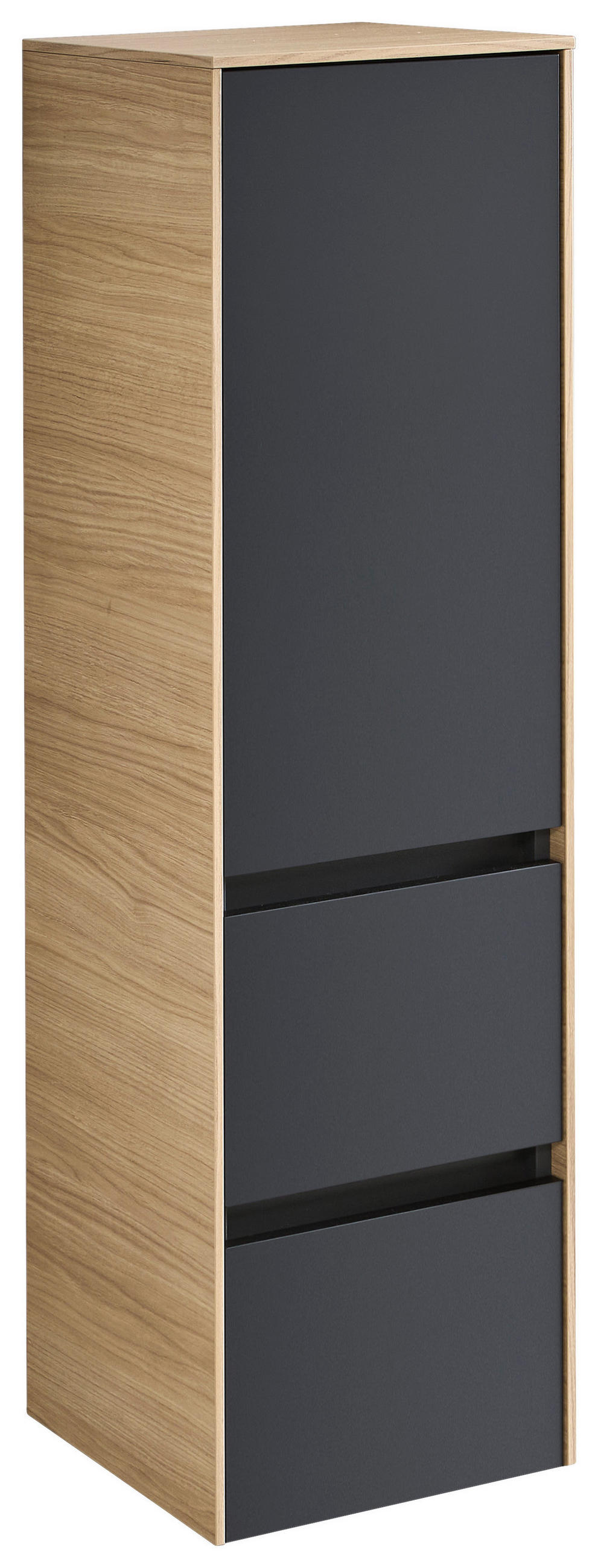 MIDISCHRANK 37/121/33 cm  - Eichefarben/Schwarz, MODERN, Glas/Holzwerkstoff (37/121/33cm) - Dieter Knoll