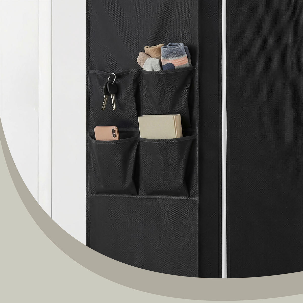 STOFFSCHRANK Schwarz  - Schwarz, Basics, Textil/Metall (170/167/45cm) - Boxxx