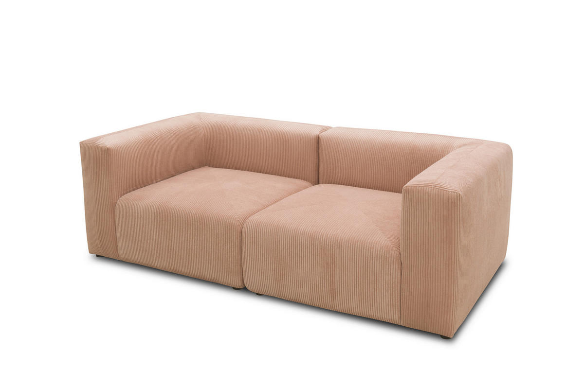 2-SITZER-SOFA in Cord, Mikrofaser Rosa, Roségold  - Roségold/Schwarz, Design, Kunststoff/Textil (216/69/108cm) - MID.YOU