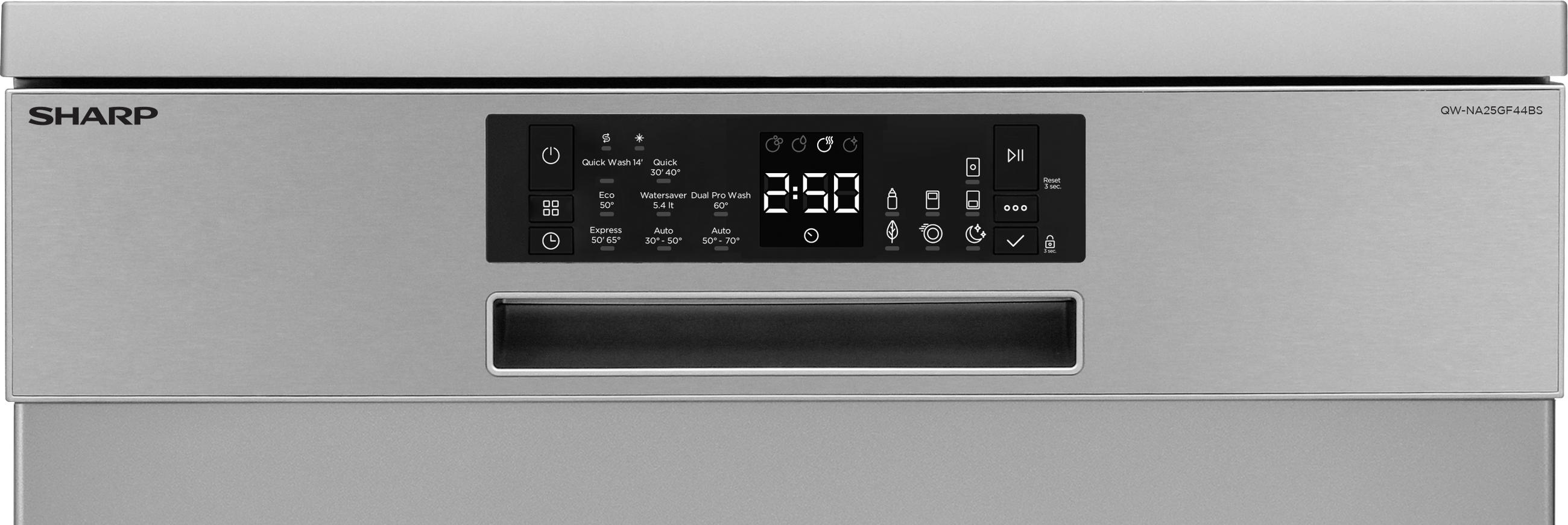 Thumbnail - Sharp Geschirrspüler, Silber, Metall, B, 59.8x85x59.8 cm, Kindersicherung, Restzeitanzeige, Startzeitvorwahl, AquaStop, ...