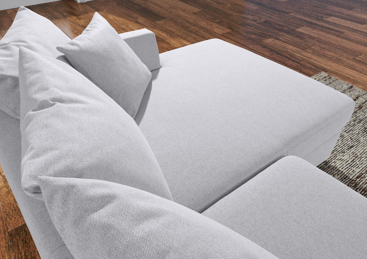 ECKSOFA Grauweiß Flachgewebe  - Grauweiß/Schwarz, Design, Kunststoff/Textil (235/175cm) - home24