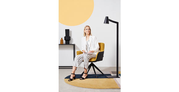 ARMLEHNSTUHL in Eisen Webstoff - Gelb/Anthrazit, Design, Textil/Metall (61.5/83.5/63cm) - Novel