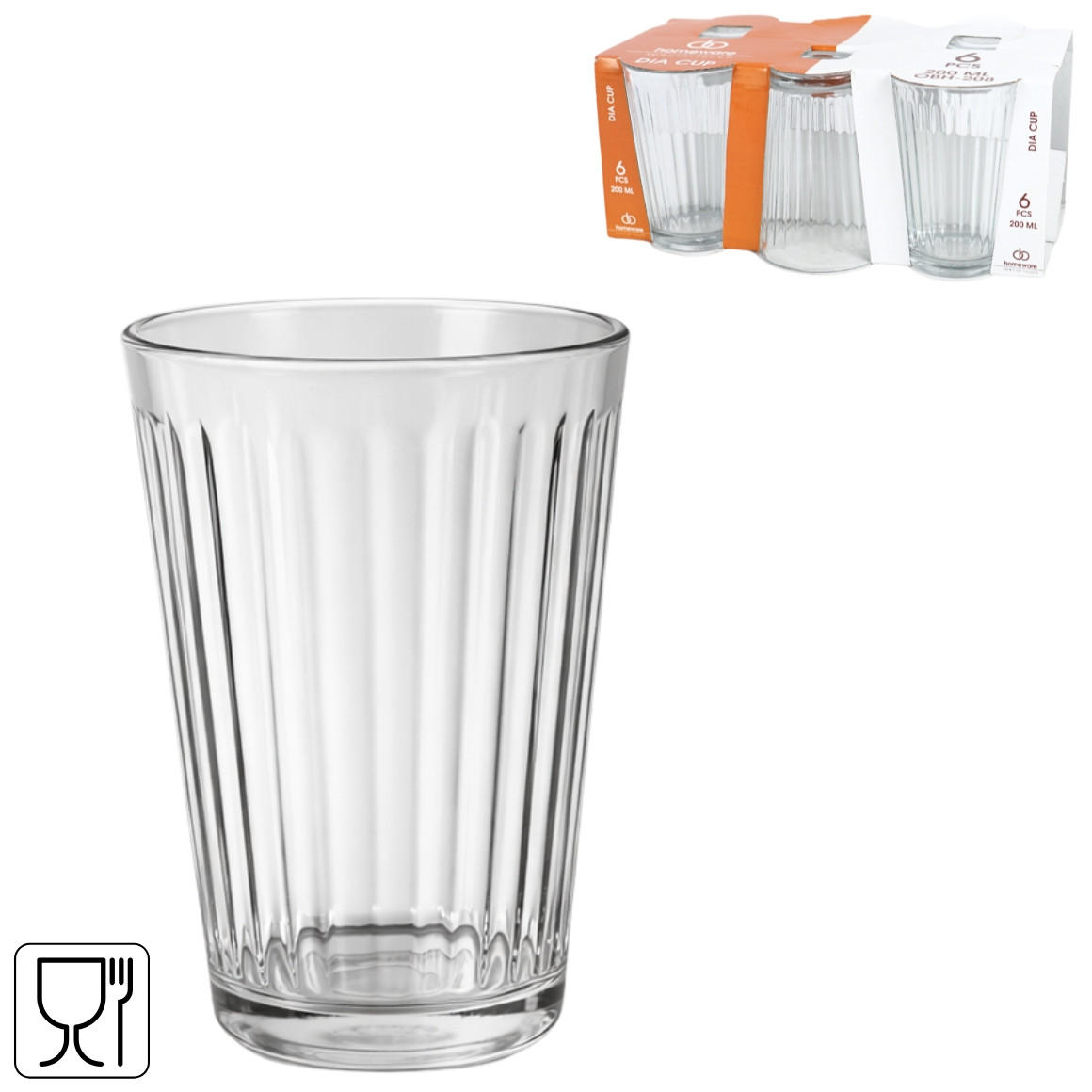 SET ČAŠA - prozirna, Osnovno, staklo (200ml)