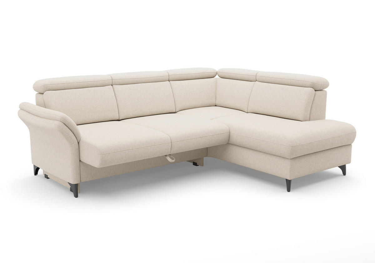 ECKSOFA GLENDALE E in Flachgewebe Creme  247/193 cm  - Creme/Schwarz, KONVENTIONELL, Textil/Metall (247/193cm) - Sit & More