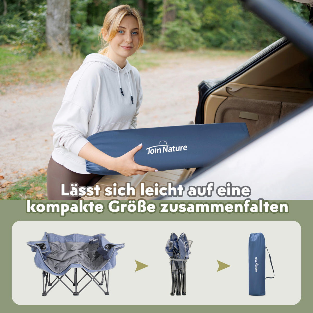 CAMPINGSESSEL - Blaugrau, Basics, Textil/Metall (148/55/82cm) - Modante
