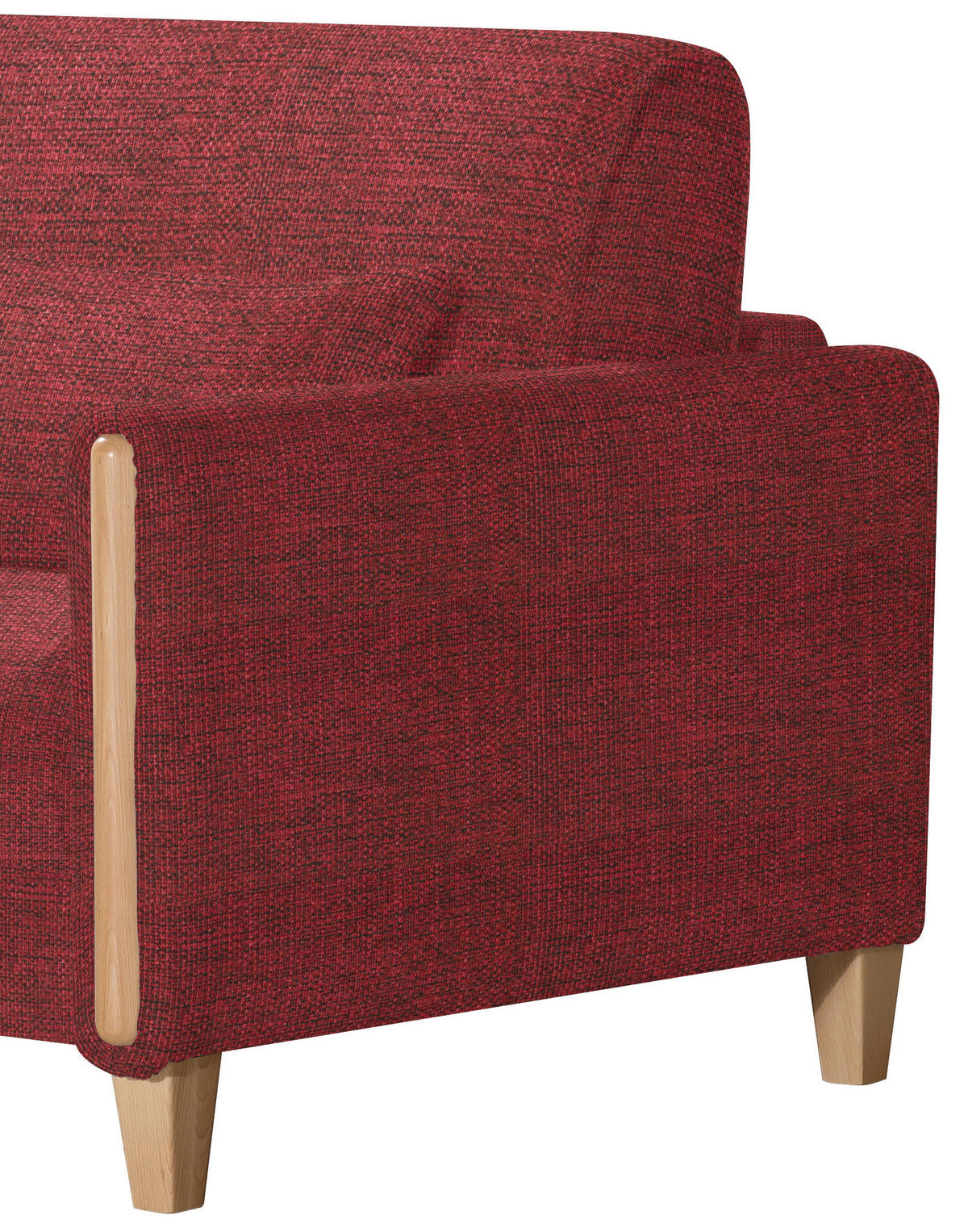 SCHLAFSOFA Webstoff Rot, Buchefarben Fussart wählbar, Stoffauswahl, Rücken echt, Armteil links, Armteil rechts  - Buchefarben/Rot, Design, Holz/Textil (174/88/104cm) - Niels Andersson