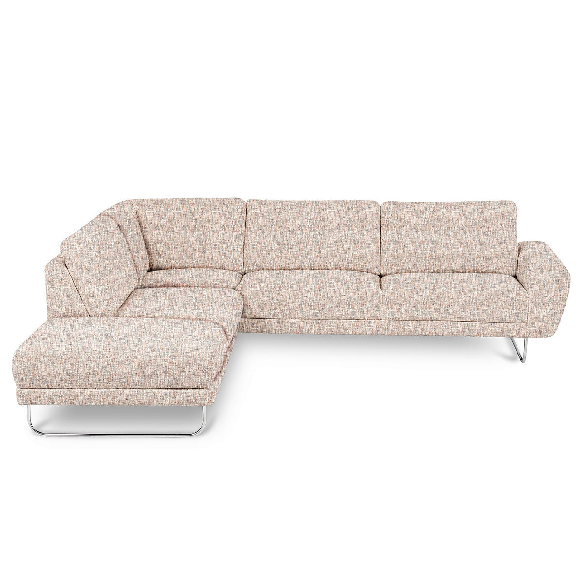 ECKSOFA 250/273 cm SPRING in Webstoff Blau, Gelb, Rot, Weiß Zierkissen  250/273 cm  - Chromfarben/Blau, Design, Textil/Metall (250/273cm) - Livetastic