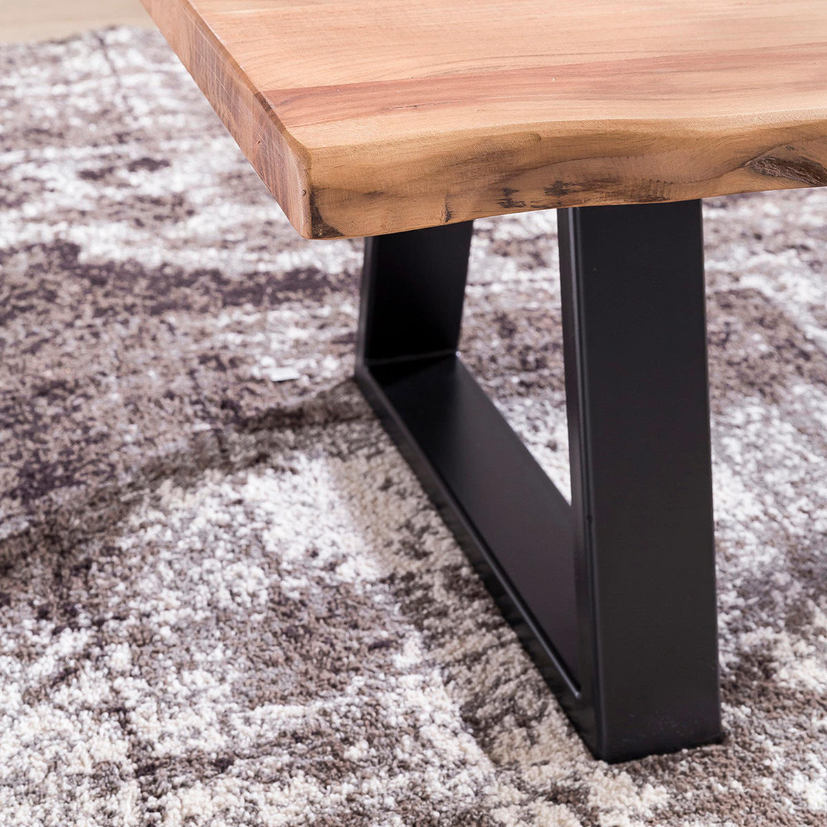 DOHÁNYZÓASZTAL fa 115/60/40 cm   - akácia színű/fekete, Design, fa/fém (115/60/40cm) - MID.YOU