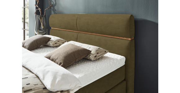BOXSPRINGBETT 180/200 cm in Eichefarben, Olivgrün - Eichefarben/Schwarz, KONVENTIONELL, Holz/Kunststoff (180/200cm) - Dieter Knoll