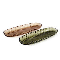 DEKORAČNÍ PODNOS, sklo, 39,5/13/3 cm - jantarové barvy/zelená, Basics, sklo (39,5/13/3cm)