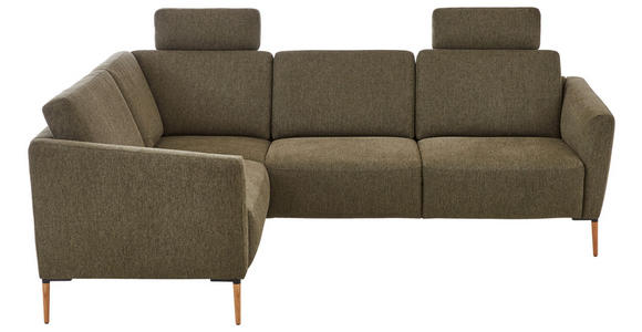 ECKSOFA Olivgrün Flachgewebe - Eichefarben/Olivgrün, Design, Holz/Textil (189/236cm) - Valnatura