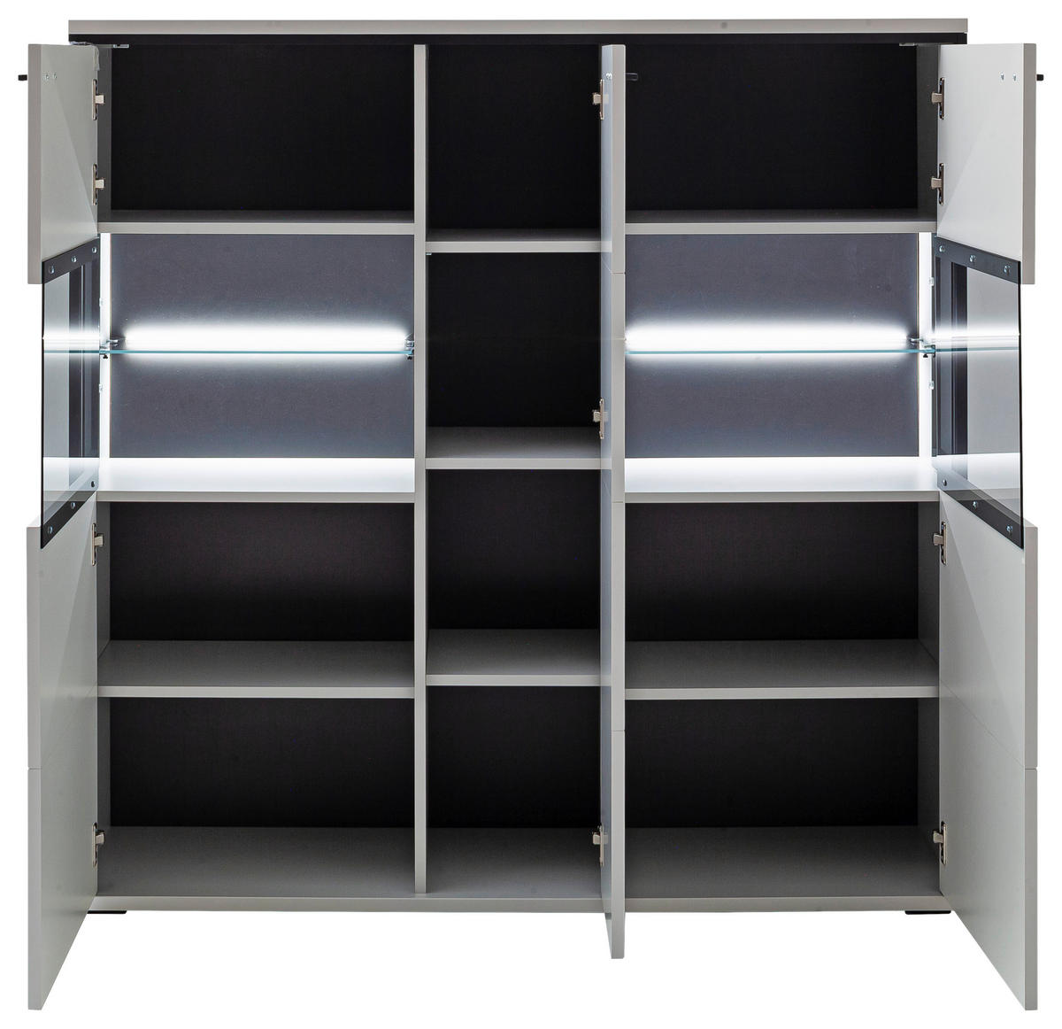 HIGHBOARD Schwarz, Weiss  134/136/38 cm  - Weiss/Schwarz, Design, Glas/Holzwerkstoff (134/136/38cm) - Stylife