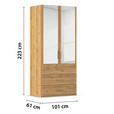 DREHTÜRENSCHRANK in Eichefarben - Eichefarben, Design, Glas/Holzwerkstoff (101/223/60cm) - Novel