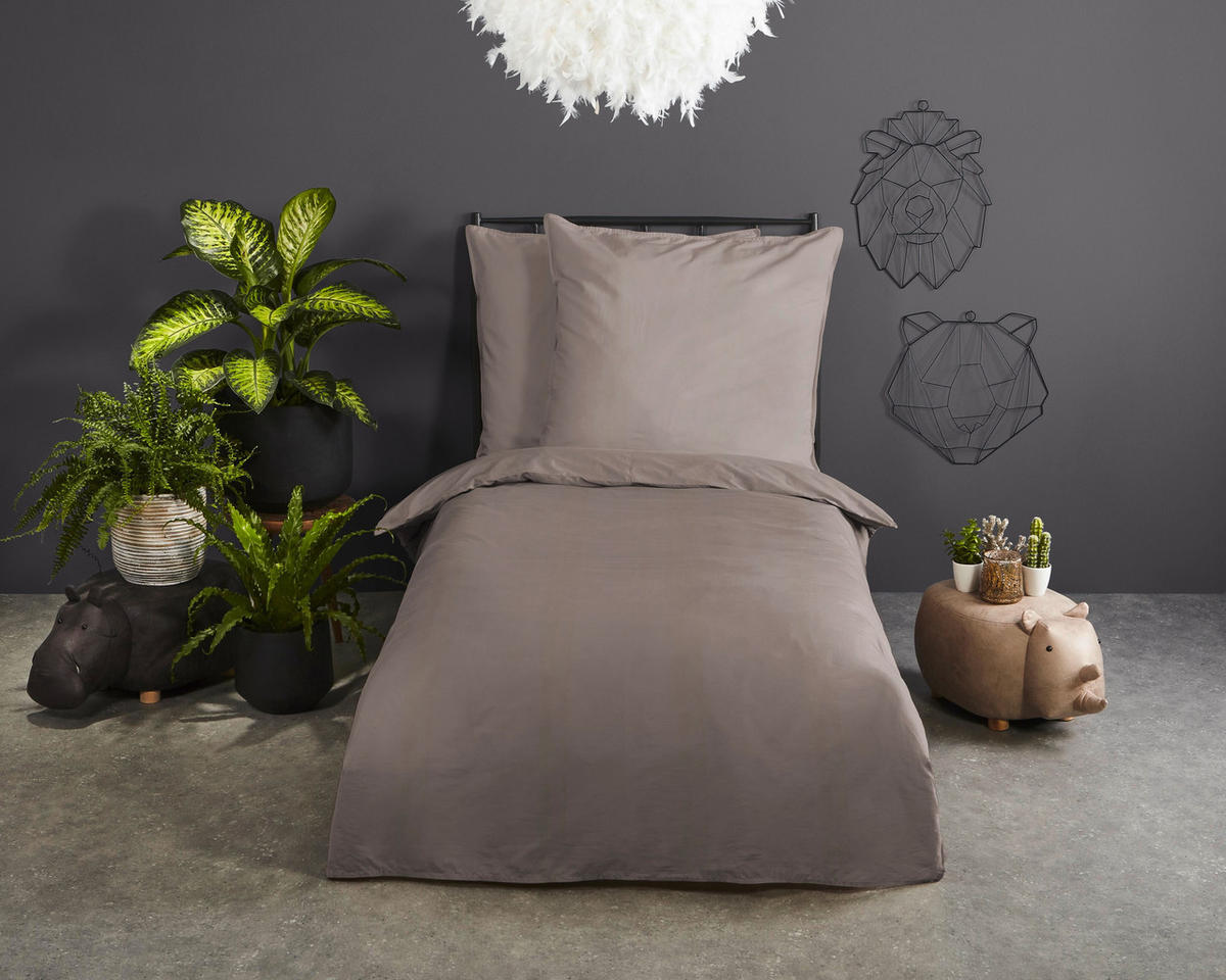 BETTWÄSCHE Uni Clay Satin 135/200 cm  - Taupe, Basics, Textil (135/200cm)