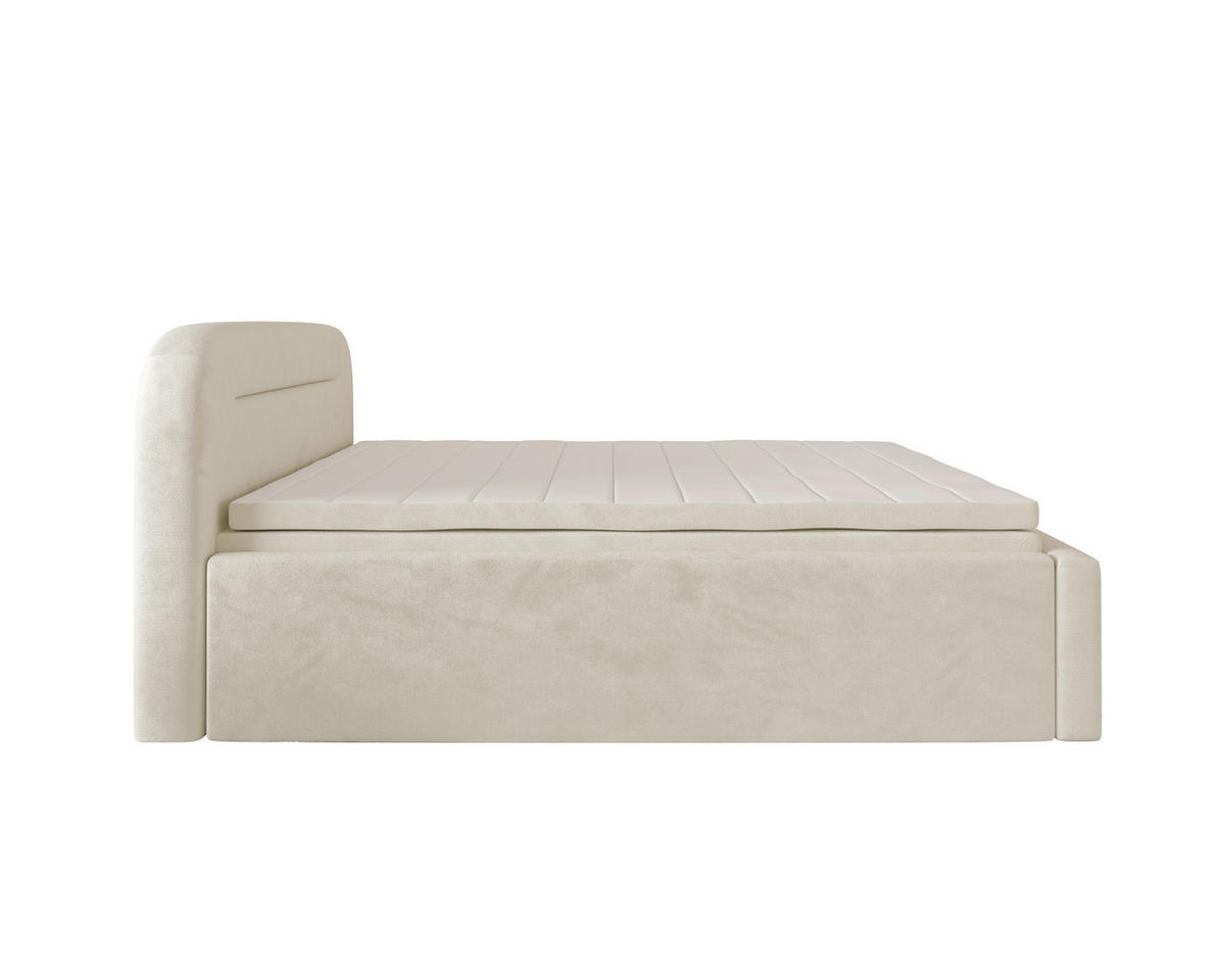 BOXBETT 180/200 cm,  in Beige, Bettkasten, Topper, H2 = mittel  - Beige, MODERN, Textil (180/200cm) - MID.YOU