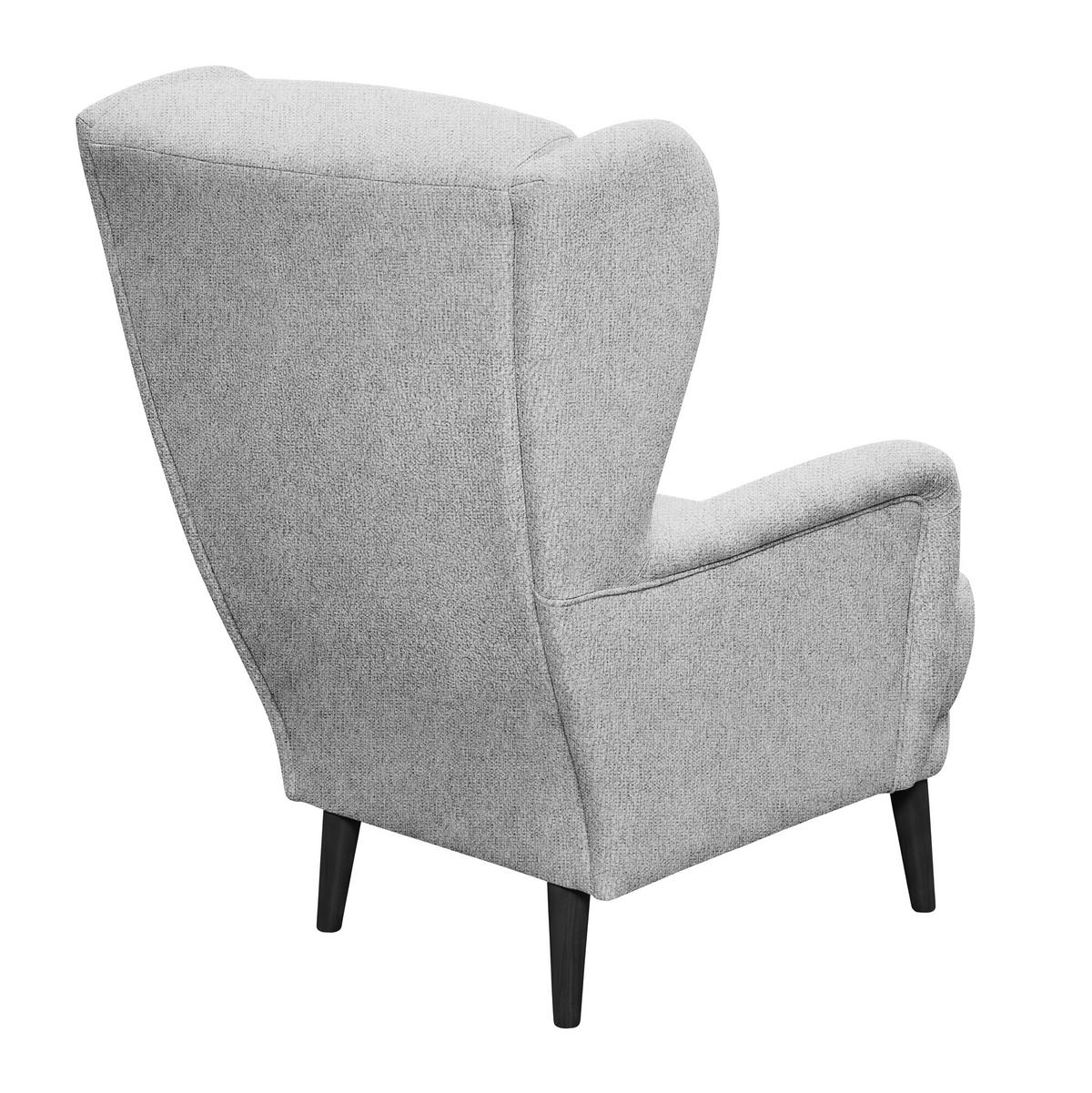 SESSEL in Mikrovelours Hellgrau  - Hellgrau/Schwarz, MODERN, Holz/Textil (74/106/94cm) - MID.YOU