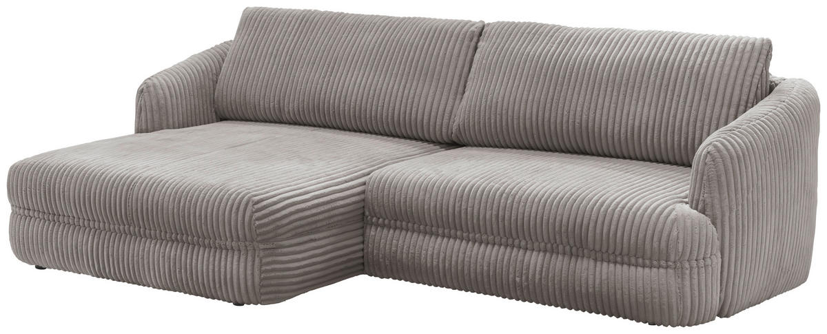 ECKSOFA in Cord Taupe  - Taupe/Silberfarben, Design, Kunststoff/Textil (161/284cm) - Livetastic