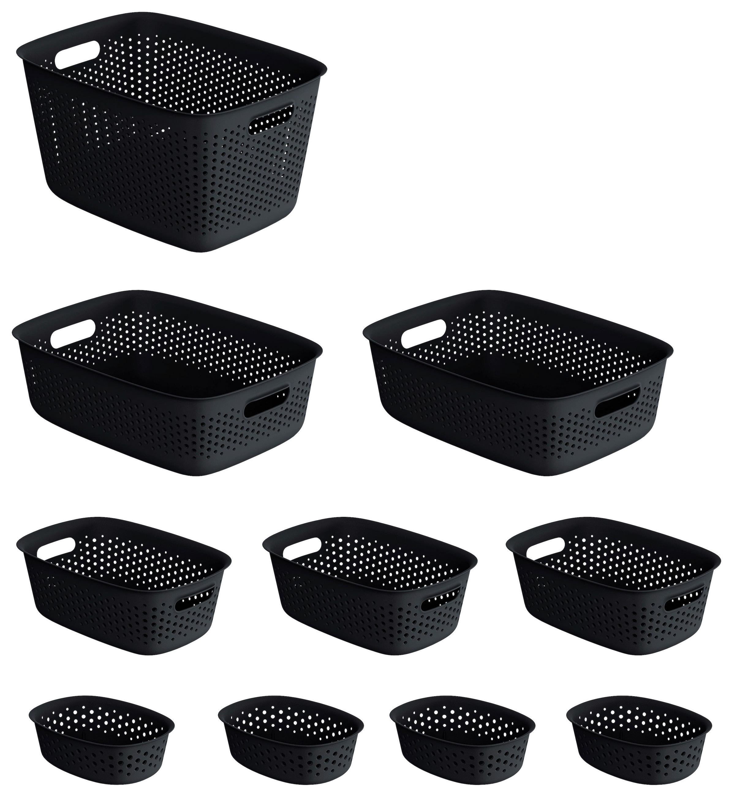 KORBSET - Schwarz, Basics, Kunststoff (39/29/22cm)
