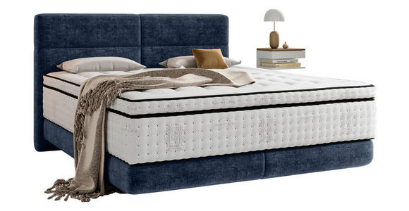 BOXSPRINGBETT 180/200 cm  in Blau  - Blau/Schwarz, KONVENTIONELL, Holz/Textil (180/200cm) - Esposa