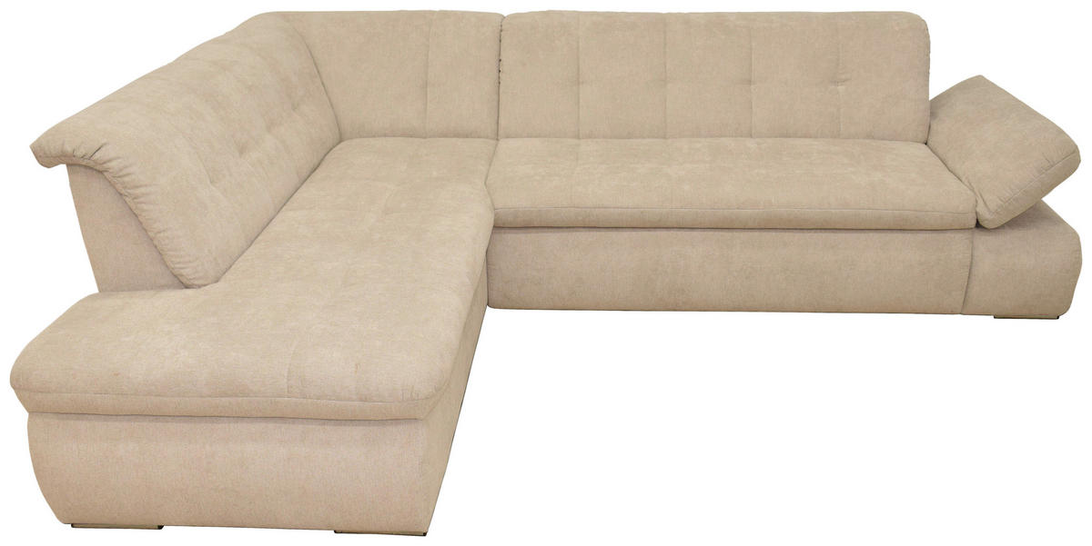 ECKSOFA in Mikrofaser Beige  216/273 cm  - Chromfarben/Beige, KONVENTIONELL, Textil/Metall (216/273cm) - MID.YOU