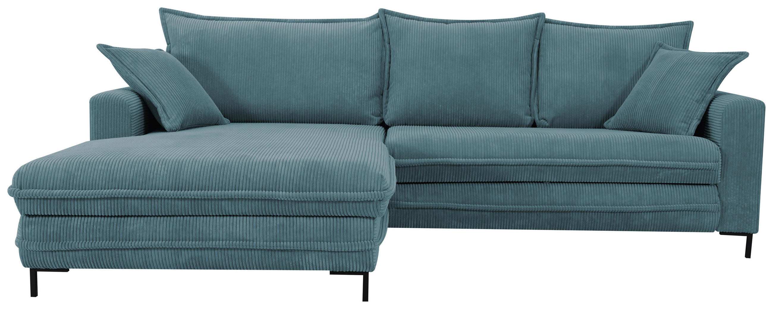 ECKSOFA  in Cord Blau  174/272 cm  - Blau/Schwarz, Design, Textil/Metall (174/272cm) - MID.YOU
