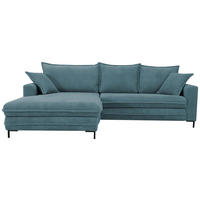 ECKSOFA  in Cord Blau  174/272 cm  - Blau/Schwarz, Design, Textil/Metall (174/272cm) - MID.YOU