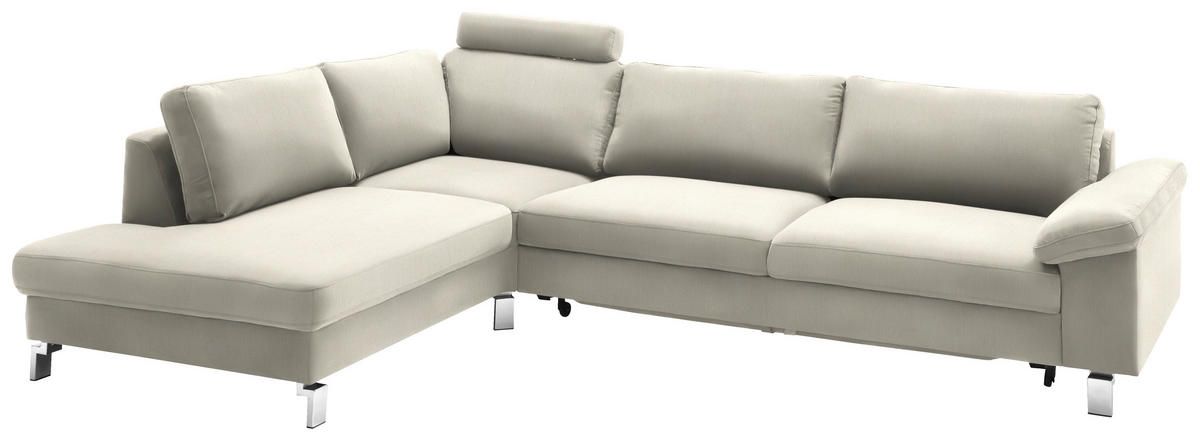 ECKSOFA in Velours Naturfarben, Beige  200/282 cm  - Chromfarben/Beige, Design, Textil/Metall (200/282cm) - Pure Home Lifestyle