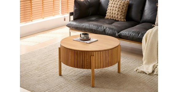 COUCHTISCH Eiche furniert, massiv 75/75/42 cm rund Naturfarben - Eichefarben/Naturfarben, Natur, Holz/Holzwerkstoff (75/75/42cm) - Waldwelt