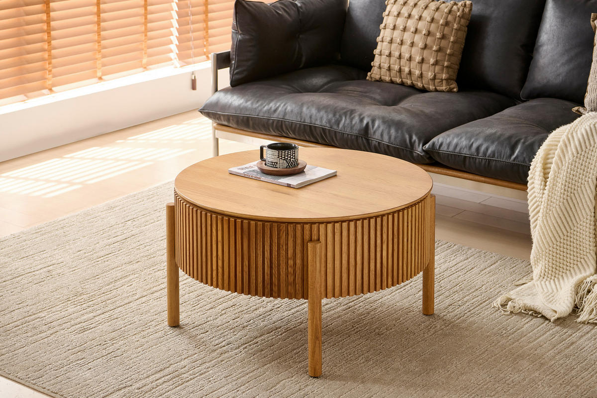 COUCHTISCH Eiche furniert, massiv 75/75/42 cm rund Naturfarben  - Eichefarben/Naturfarben, Natur, Holz/Holzwerkstoff (75/75/42cm) - Waldwelt