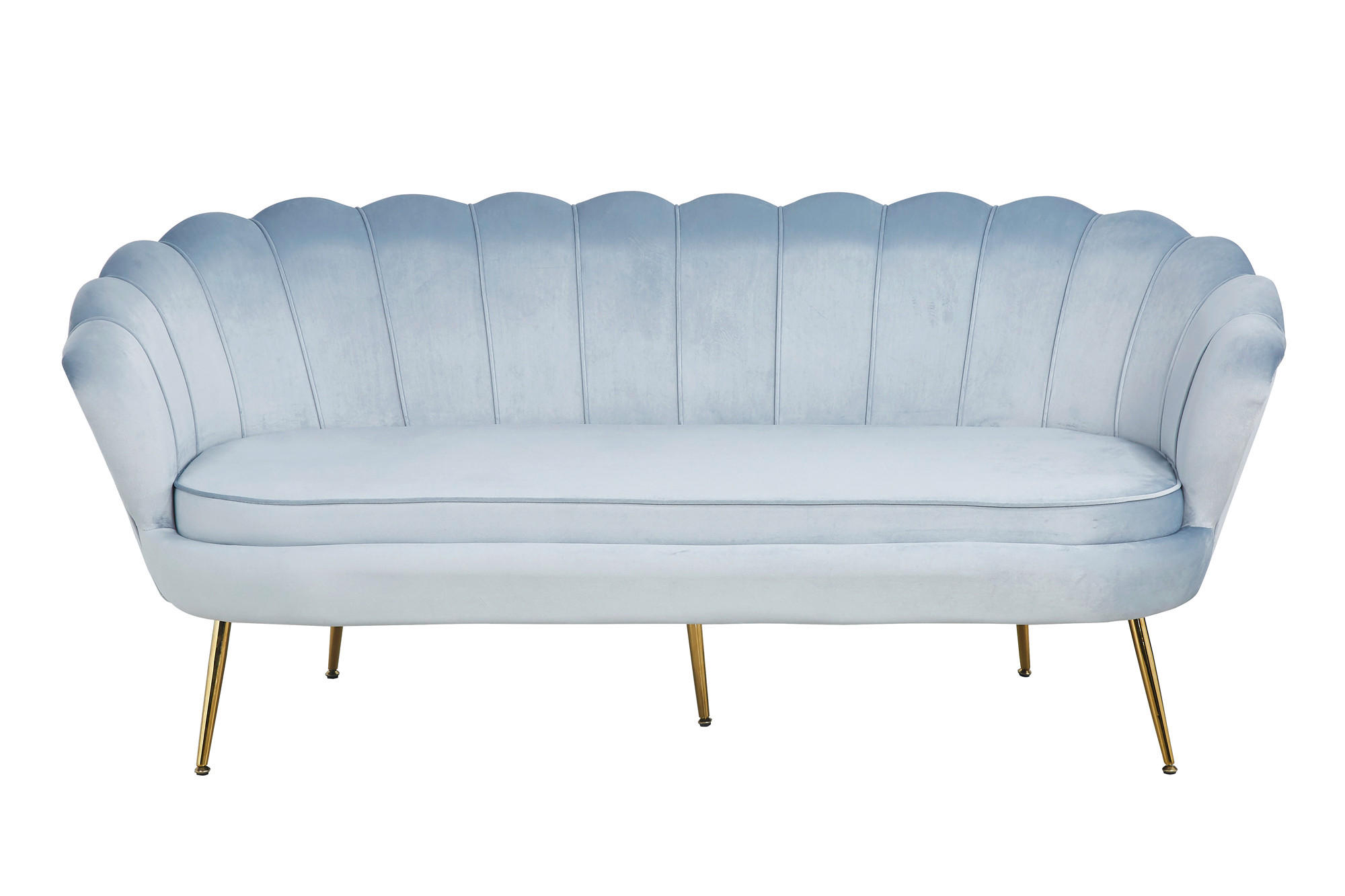 3-SITZER-SOFA in Samt Hellgrau - Goldfarben/Hellgrau, MODERN, Textil/Metall (180/78/76cm) - Livetastic