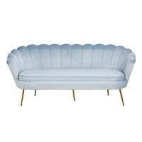 3-SITZER-SOFA in Samt Hellgrau  - Goldfarben/Hellgrau, MODERN, Textil/Metall (180/78/76cm) - Livetastic