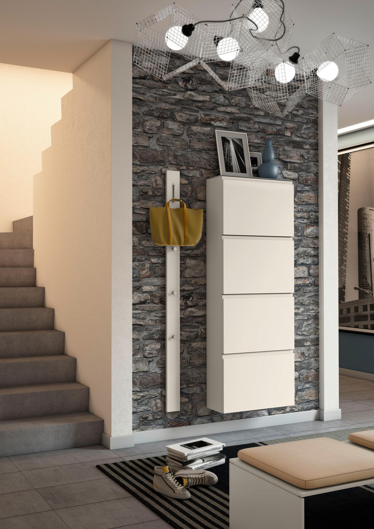 SCHUHKIPPER Gardasee  in 60/161/22 cm  - Taupe, Design, Glas/Holzwerkstoff (60/161/22cm) - Moderano